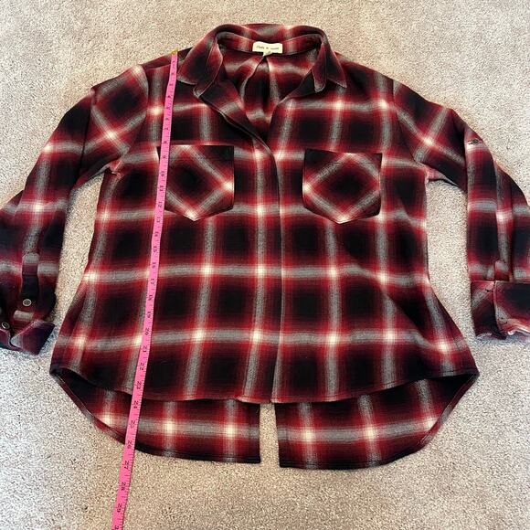 Cloth and Stone Women's Cotton Button Down Flannel Black Red Size M - Picture 7 of 8